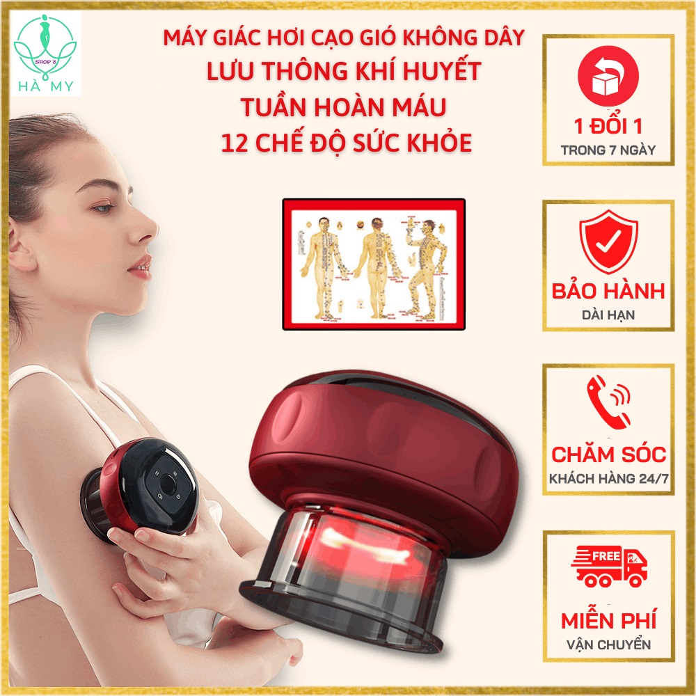 Máy giác hơi cạo gió điện tử Hồng ngoại Pro Giúp Lưu thông khí huyết, Giải Cảm, Xua tan mệt mỏi – Hàng chính Hãng tốt hơn Bộ Giác Hơi 12 Ống Hút Chân Không Loại 1