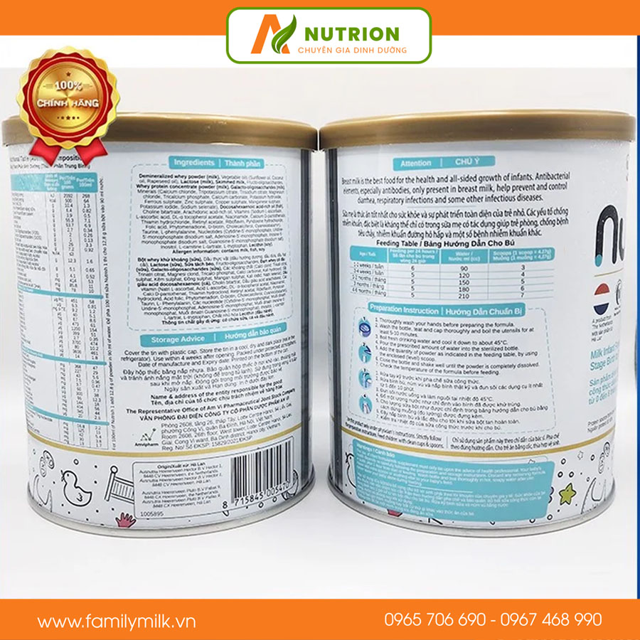 Sữa công thức NUTRISH dành cho trẻ 0 - 6 tháng tuổi. Hàng nhập khẩu Hà Lan