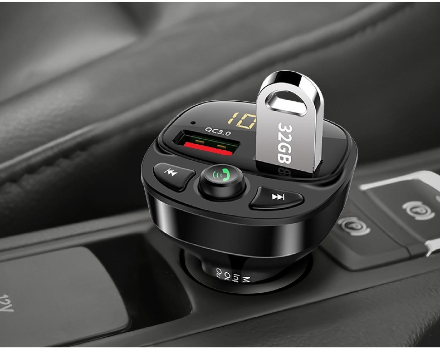 Tẩu sạc nghe nhạc MP3 HY 87 Bluetooth V5.0 dùng cho ô tô hai cổng sạc nhanh QC3.0, kết nối qua tần số đài FM trên xe với dàn âm thanh trên xe nghe nhạc đa phương tiện,