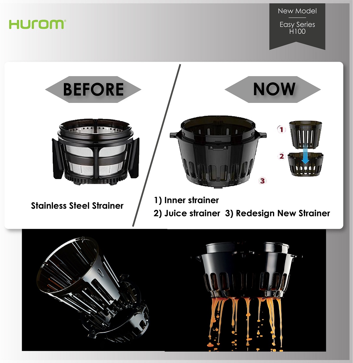 [ CHÍNH HÃNG BẢO HÀNH 10 NĂM ] Máy ép chậm HUROM DIVA H100-DBE Silver (Màu bạc)