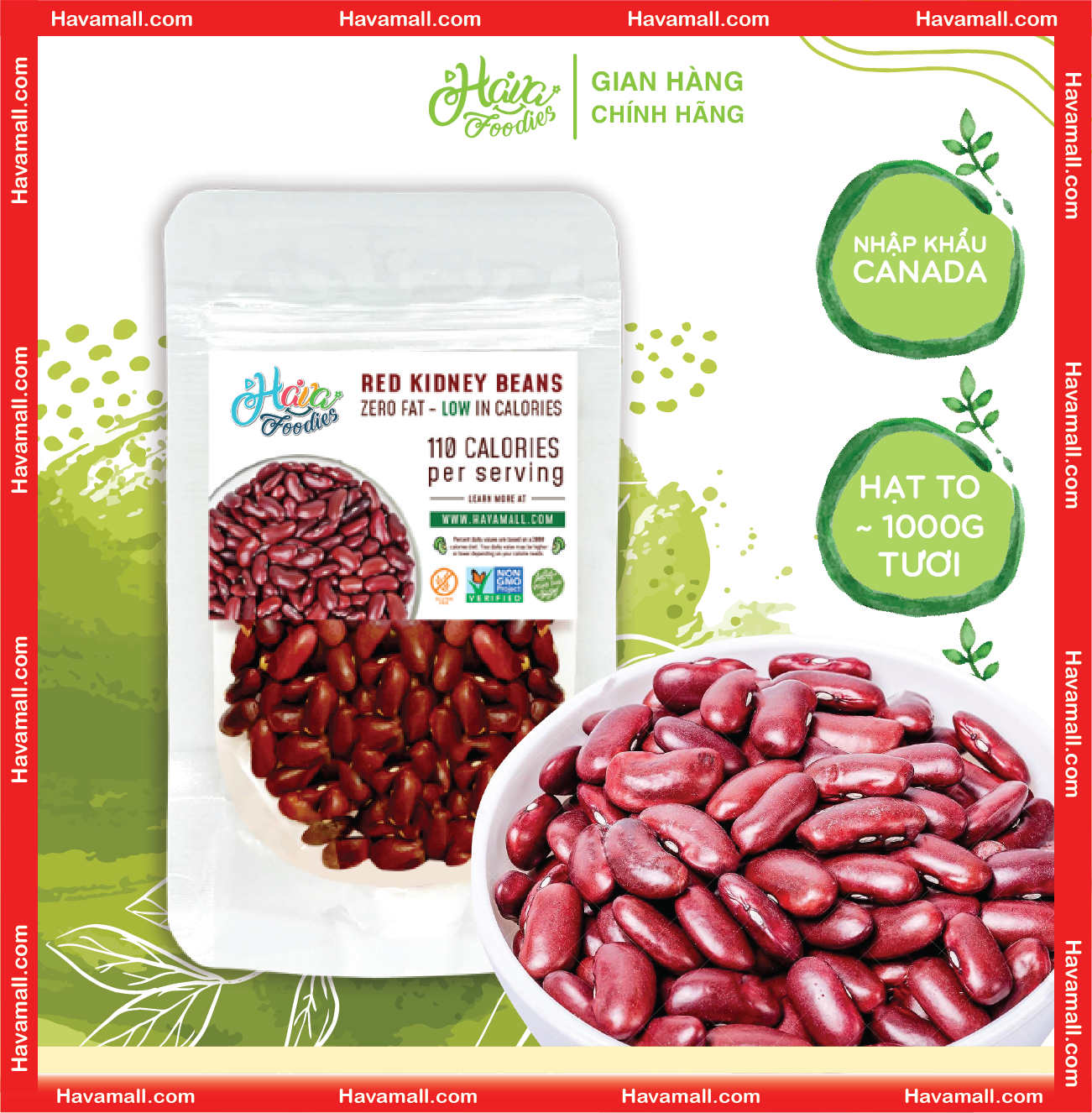 [HOÀN TIỀN MAX 10%][ HÀNG NHẬP KHẨU ] Đậu Đỏ Tây Đậu Thận Hạt To Havafoodies Túi Nhựa Cao Cấp 200g – Red Kidney Beans - Tặng Kèm Công Thức