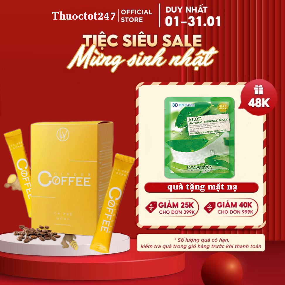 Cà phê gừng giảm cân - ginger coffee chính hãng - 1 hộp 20 gói