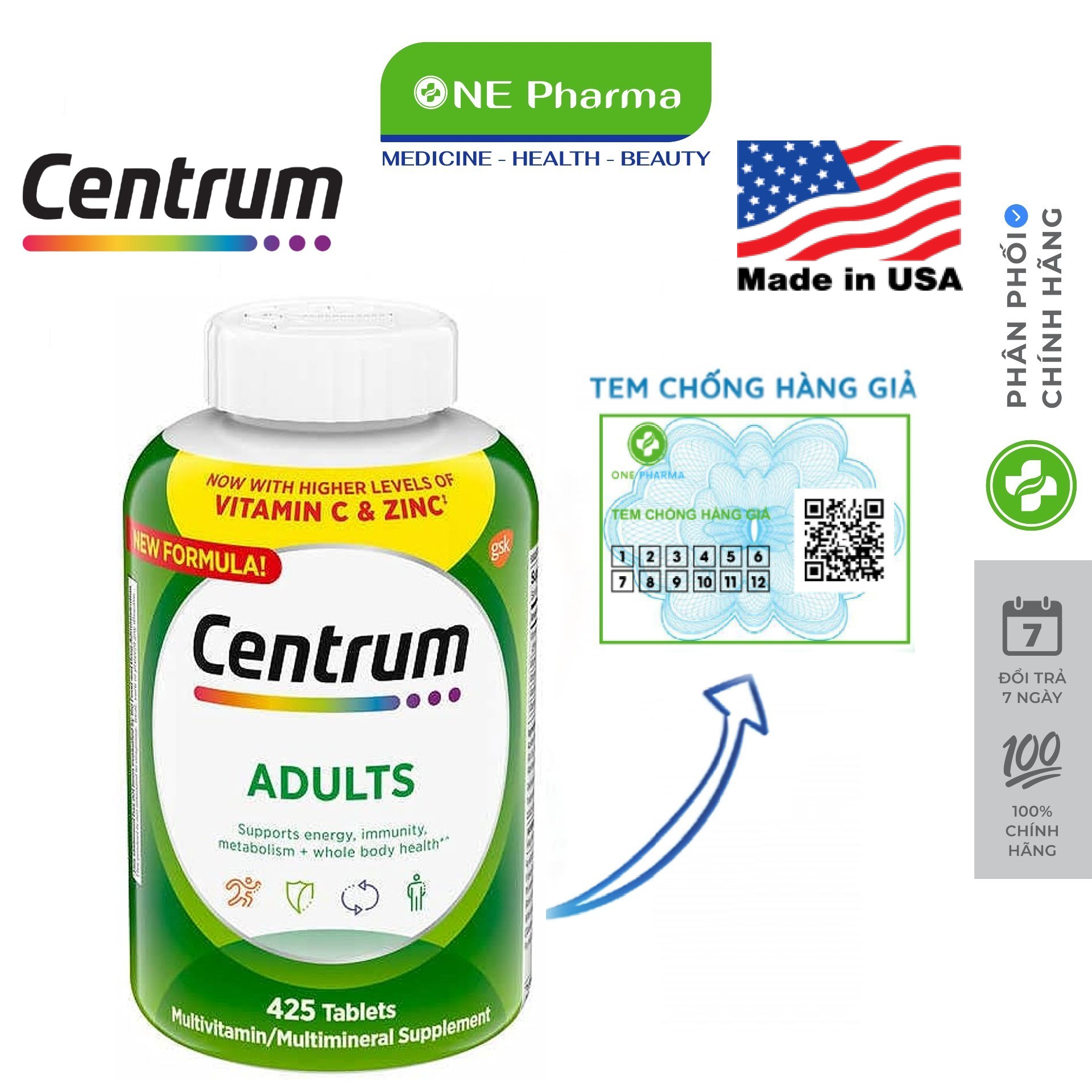 Viên uống Centrum multivitamin cho người dưới 50 tuổi 425 viên của Mỹ