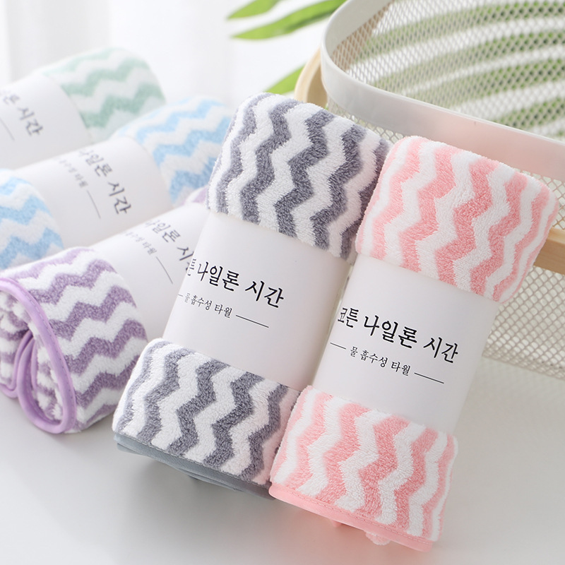 Khăn mặt lông cừu xuất Hàn vân kẻ sọc 30x50cm