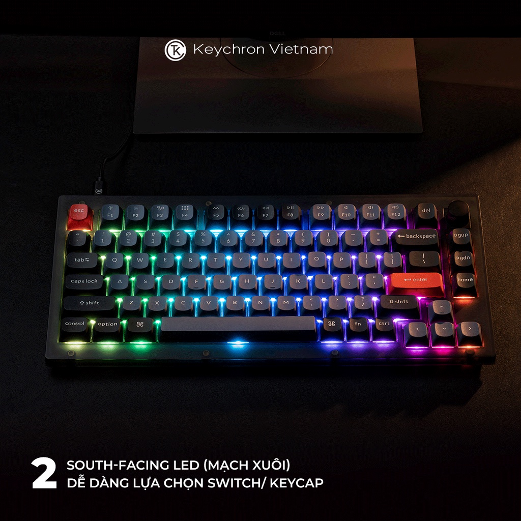 Bàn Phím Cơ Keychron V1 Custom QMK - Vesion Knob (Hàng Chính Hãng)