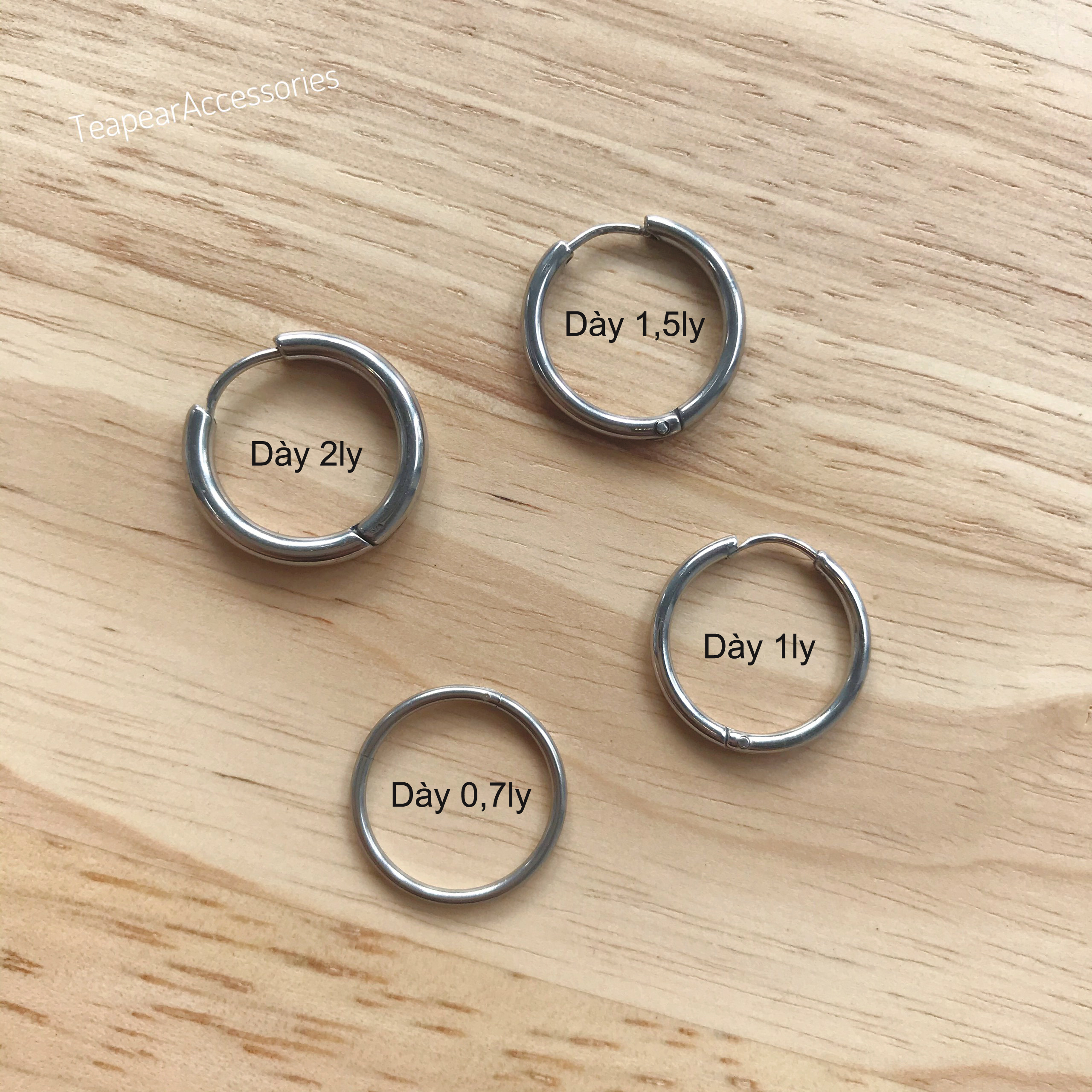 [HCM]KHUYÊN TAI TRÒN BASIC INOX DÀY 2mm