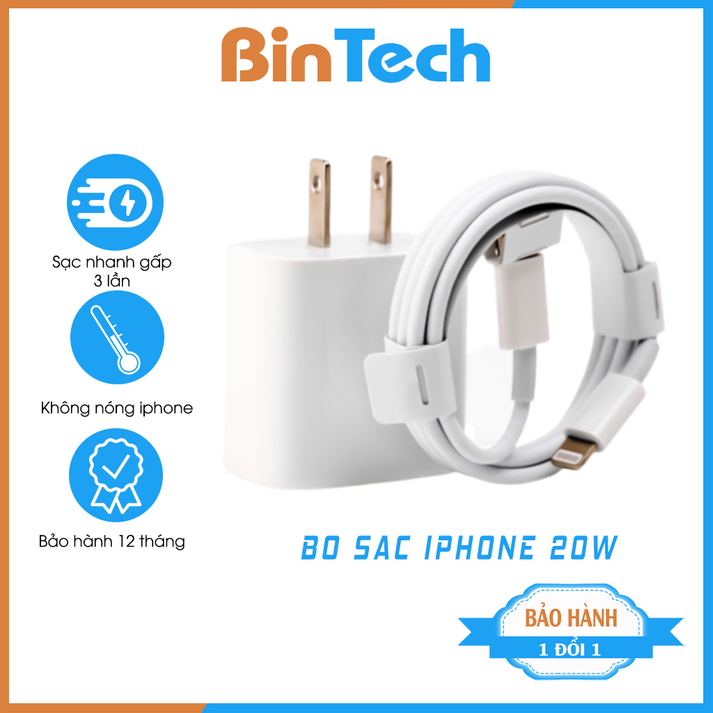 Bộ sạc nhanh iphone,củ sạc nhanh 20W, dây sạc iPhone cho IP 12,11,X,8,7,6 - BINTECH