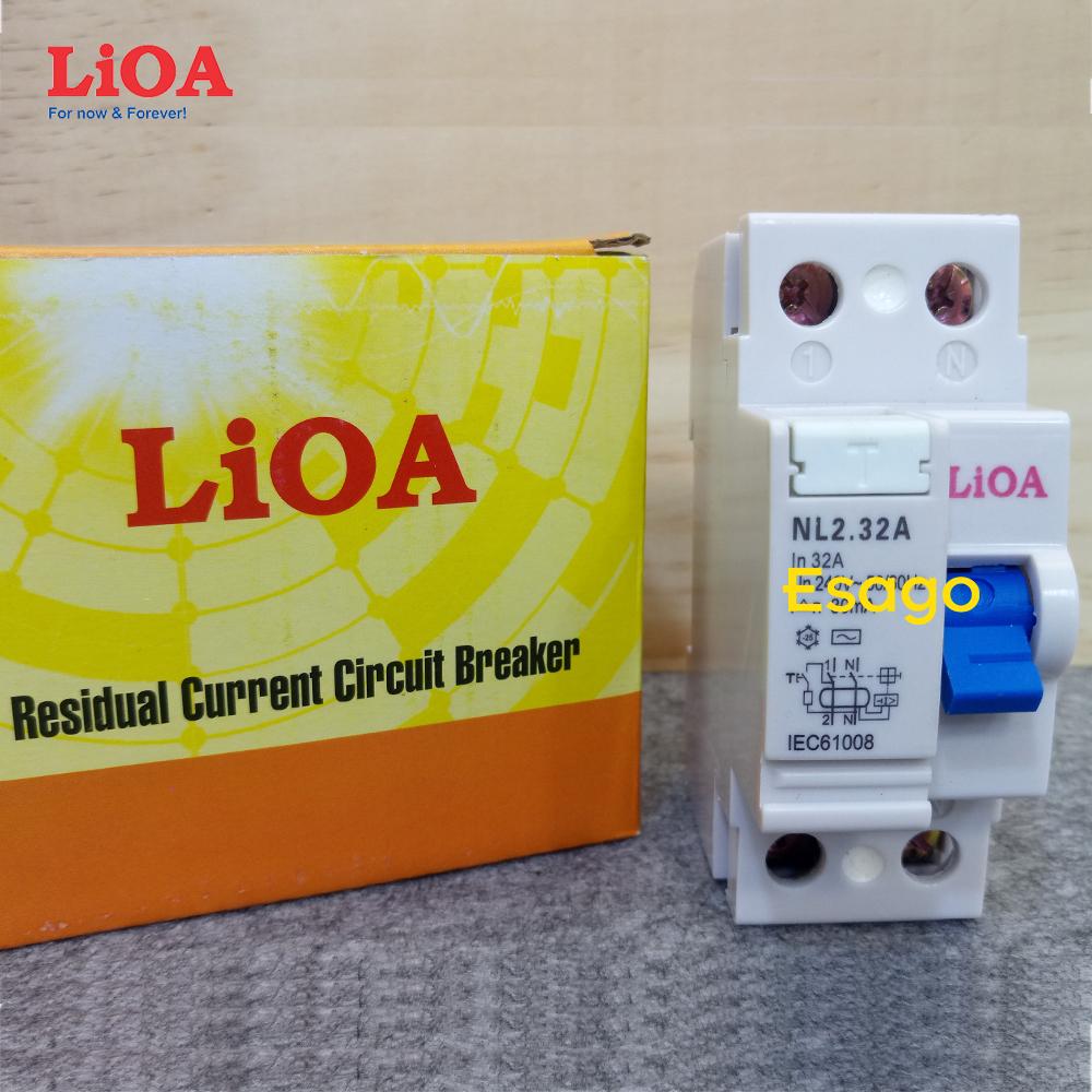 [HCM][32A] Cầu dao chống giật (chống dòng rò) LiOA 32A loại 2 cực