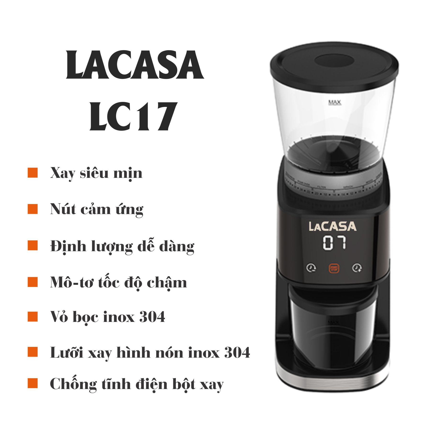 Máy xay cà phê espresso Lacasa LC18