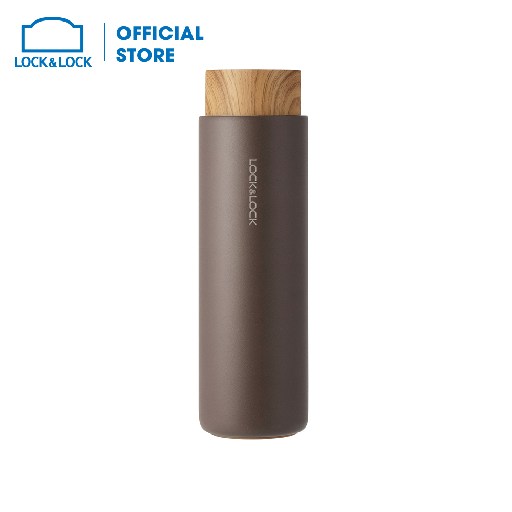 [Duy nhất 23.8 - Mua ngay] LHC4227 - Bình giữ nhiệt Lock&Lock Flat nắp nhựa kiểu gỗ 400ml - có lõi lọc trà, giữ giữ nhiệt cả ngày - Giới hạn 5 sản phẩm/khách hàng
