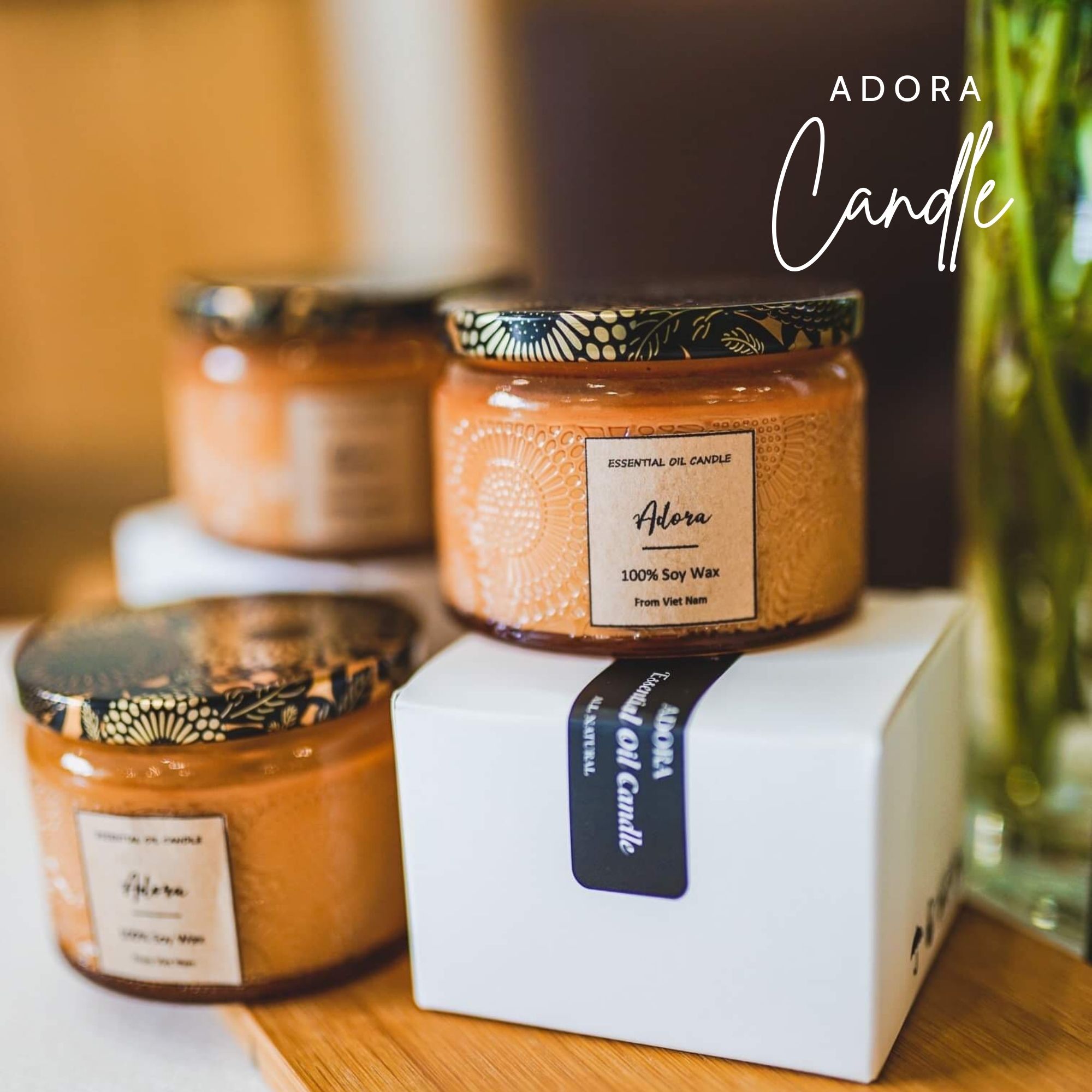 Nến thơm phòng Vintage Jar size S - ADORA candle