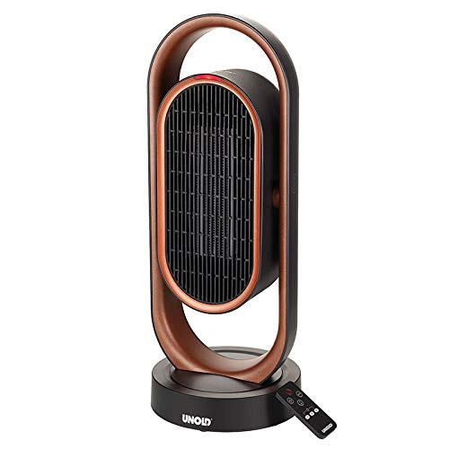 UNOLD 86535 Ceramic Fan, Heater 3D, 1800 W, 80° Oscillation, 45° Tilt Angle,Tilt Protection and Remote Control Copper/Black
