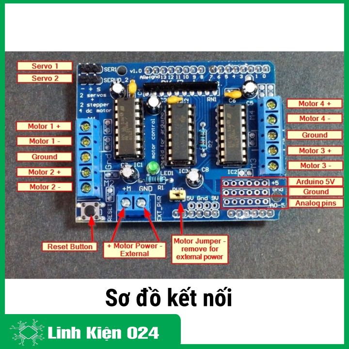 Module điều khiển động cơ L293D - Shield mở rộng cho Arduino