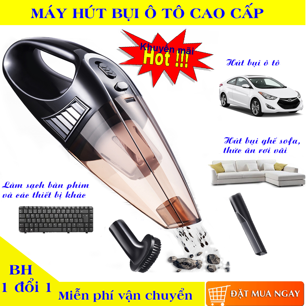 Máy Hút Bụi Xe Hơi, Máy Hút Bụi Ô Tô, Máy Hút Bụi Ô Tô Cầm Tay. Thiết Kế Tay Cầm Nhỏ Gọn, Máy Công Suất Lớn Với 3 Đầu Hút Thông Minh Giúp Máy Hoạt động Hiệu Qủa Trong mọi Không Gian. BẢO HÀNH 1 ĐỔI 1.MUA NGAY!