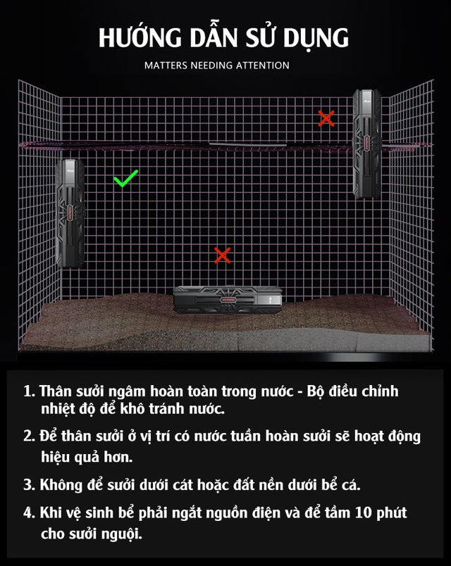 Thanh Sưởi Hồ Cá BAOYU BY E600 1000W (500L->1000L)
