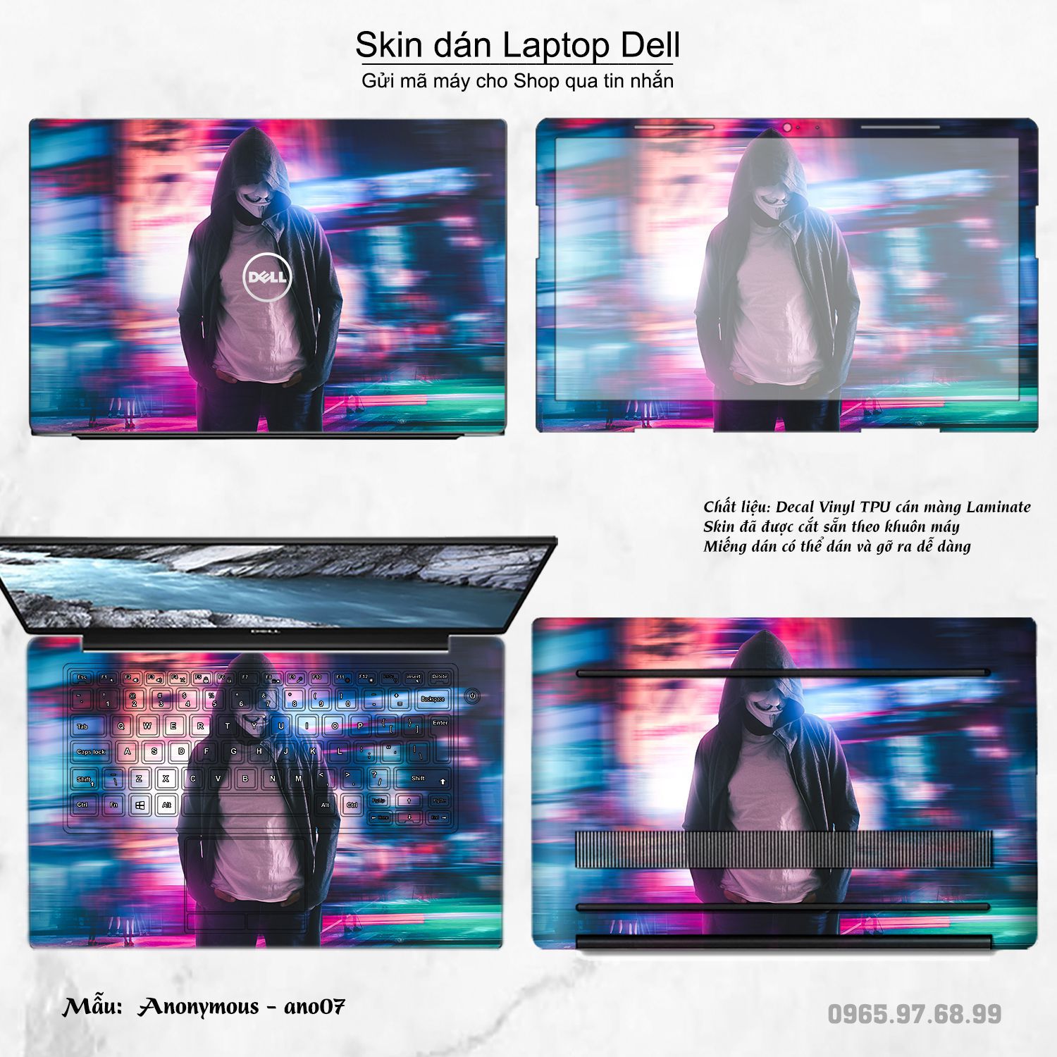 Decal Skin dán Laptop Dell mẫu Anonymous