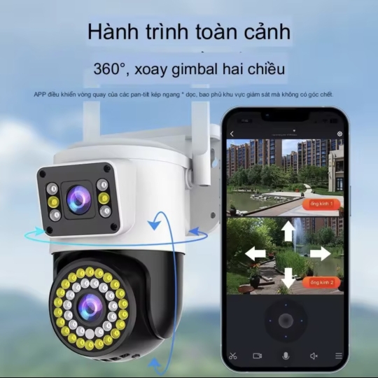 Camera ip wifi yoosee chuẩn 4.0mpx siêu nét xoay 360 độ - camera yoosee 2 mắt