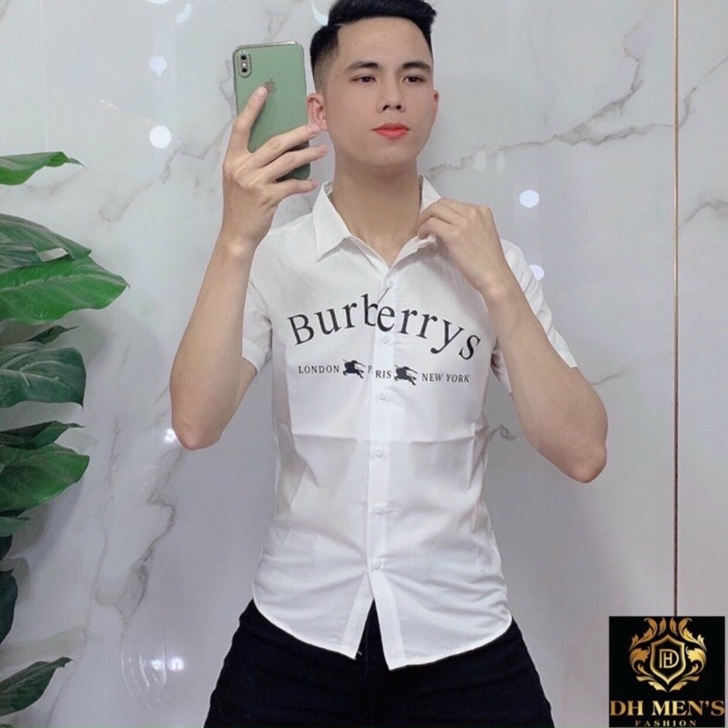 [FREESHIP] áo sơ mi nam ngắn tay và sơ mi nam dài tay Dsquared2 chứ xếp tầng xanh lá