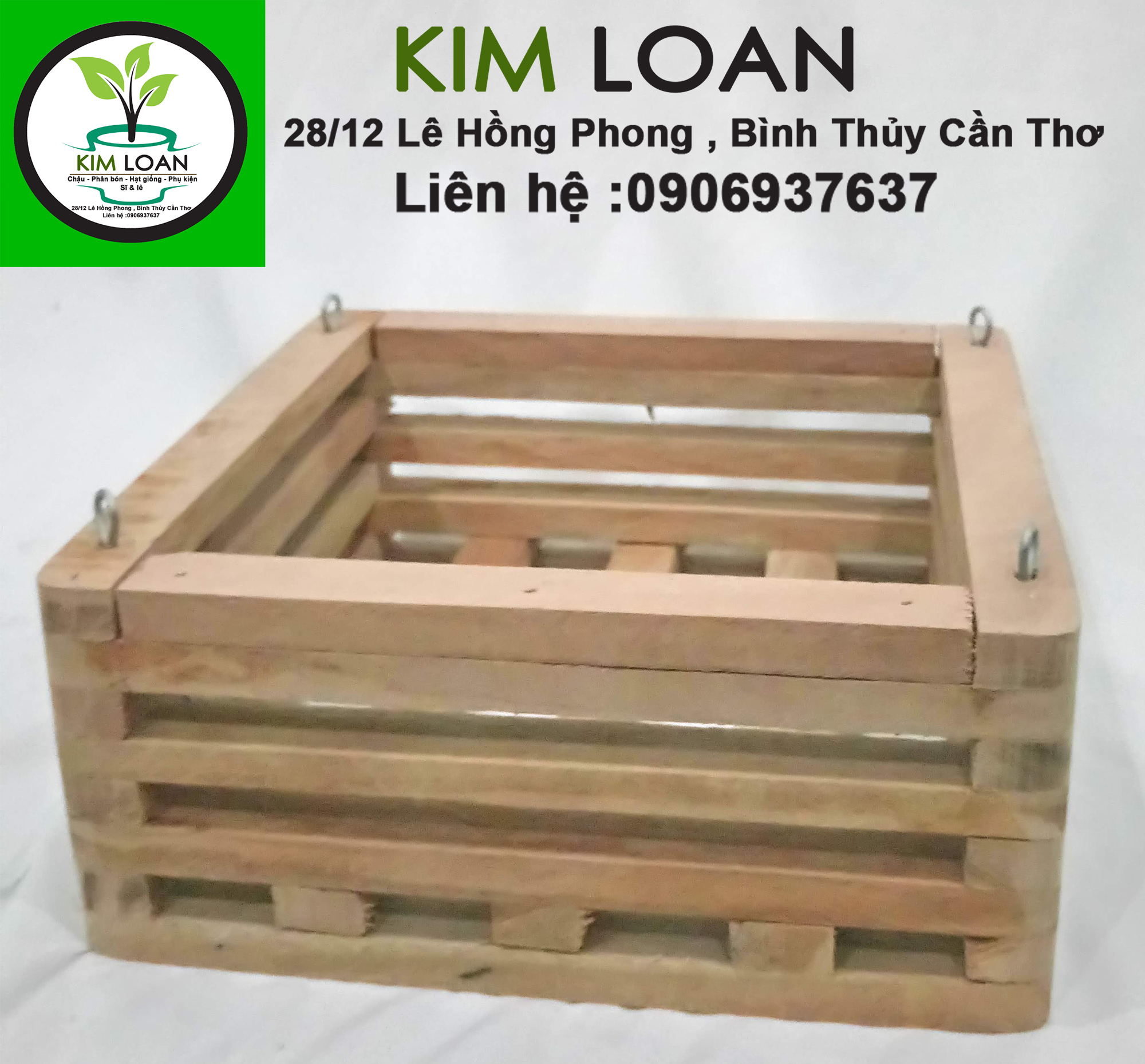 Chậu lan gỗ vuông 20x9cm