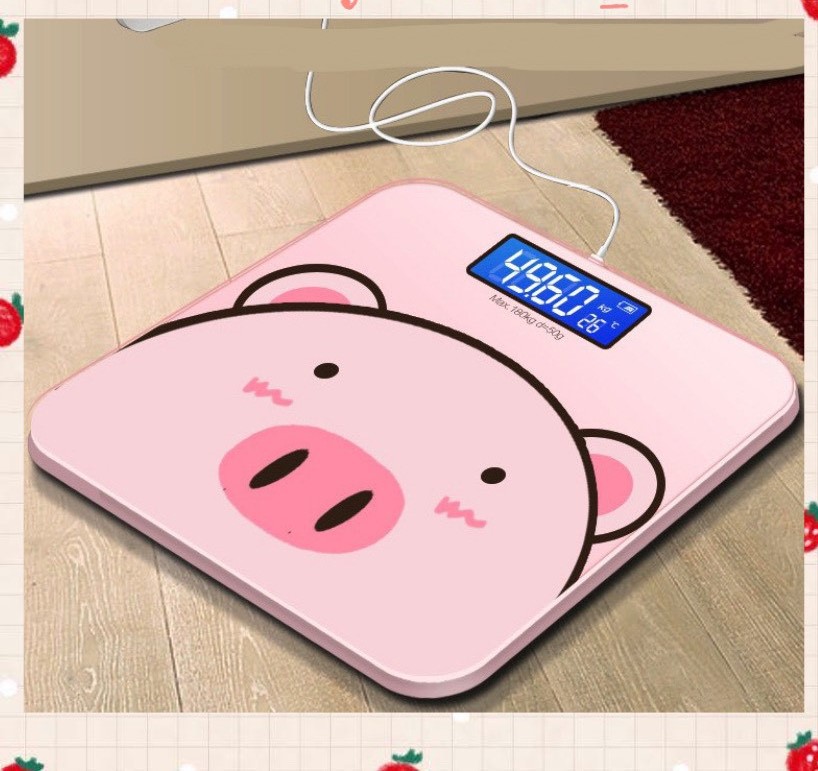 Cân sức khỏe heo con dễ thương - Cân điện tử heo hồng xinh xắn có đo nhiệt độ phòng