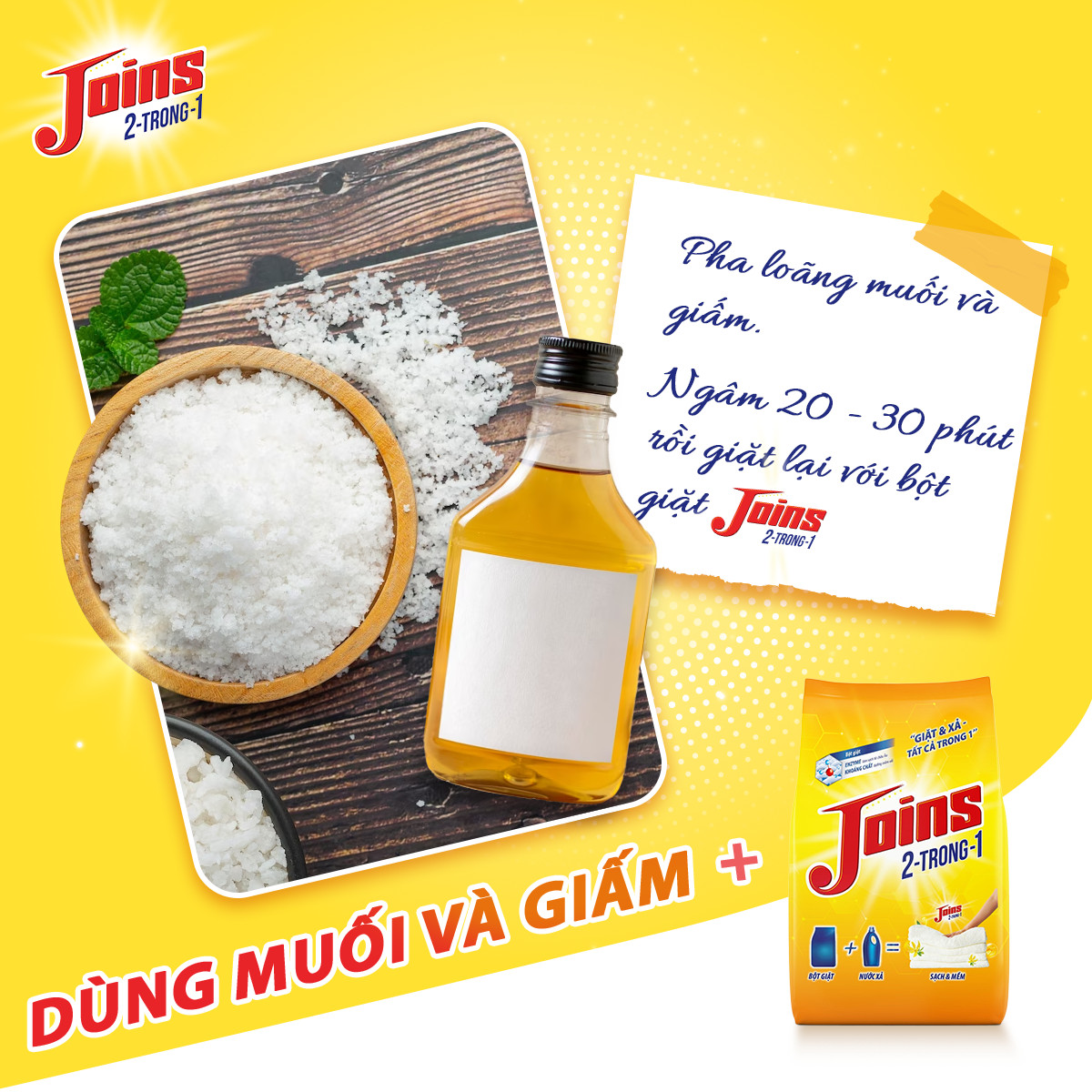 Thùnd 4 Bịch Bột Giặt Joins 2 Trong 1 Giặt & Xả 3Kg/Gói