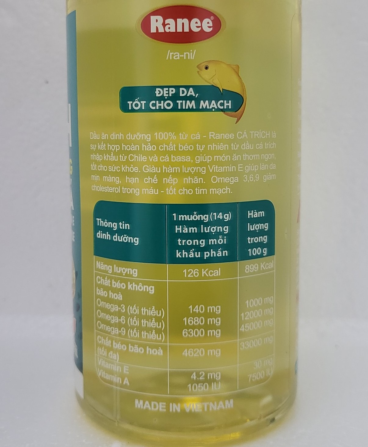 [Chai 950ml – CÁ TRÍCH] DẦU ĂN DINH DƯỠNG TỪ CÁ [VN] RANEE Nutritious Cooking Oil with Herring (halal)