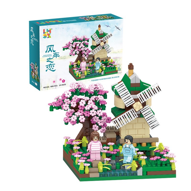 Đồ chơi lắp ráp mô hình nhà cây hoa anh đào mini DIY cho trẻ em  Gồm Khối Sakura