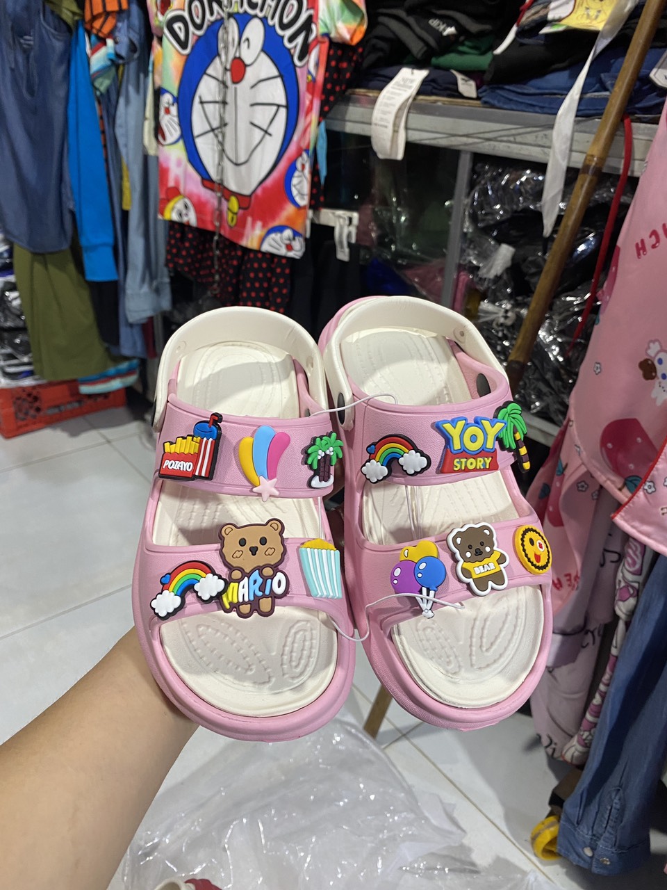 Giày sandal đế cao 5cm siêu nhẹ 2 dây nữ nhiều màu đẹp size 36-40 kèm sticker đẹp