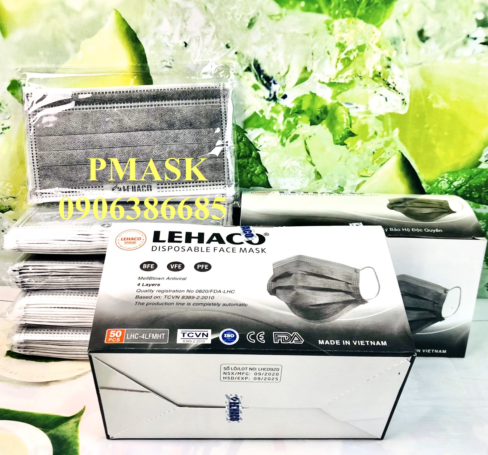 Khẩu trang 4 Lớp Lehaco Xám