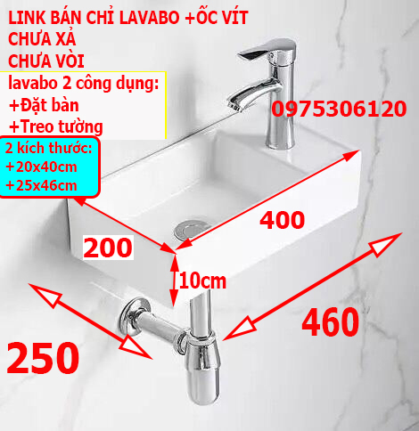 Lavabo mini nhỏ chậu rửa mặt lavabo chữ nhật treo tường hay đặt bàn 03na thương hiệu na.grand, men nano trắng sáng chống ố chống bám bẩn