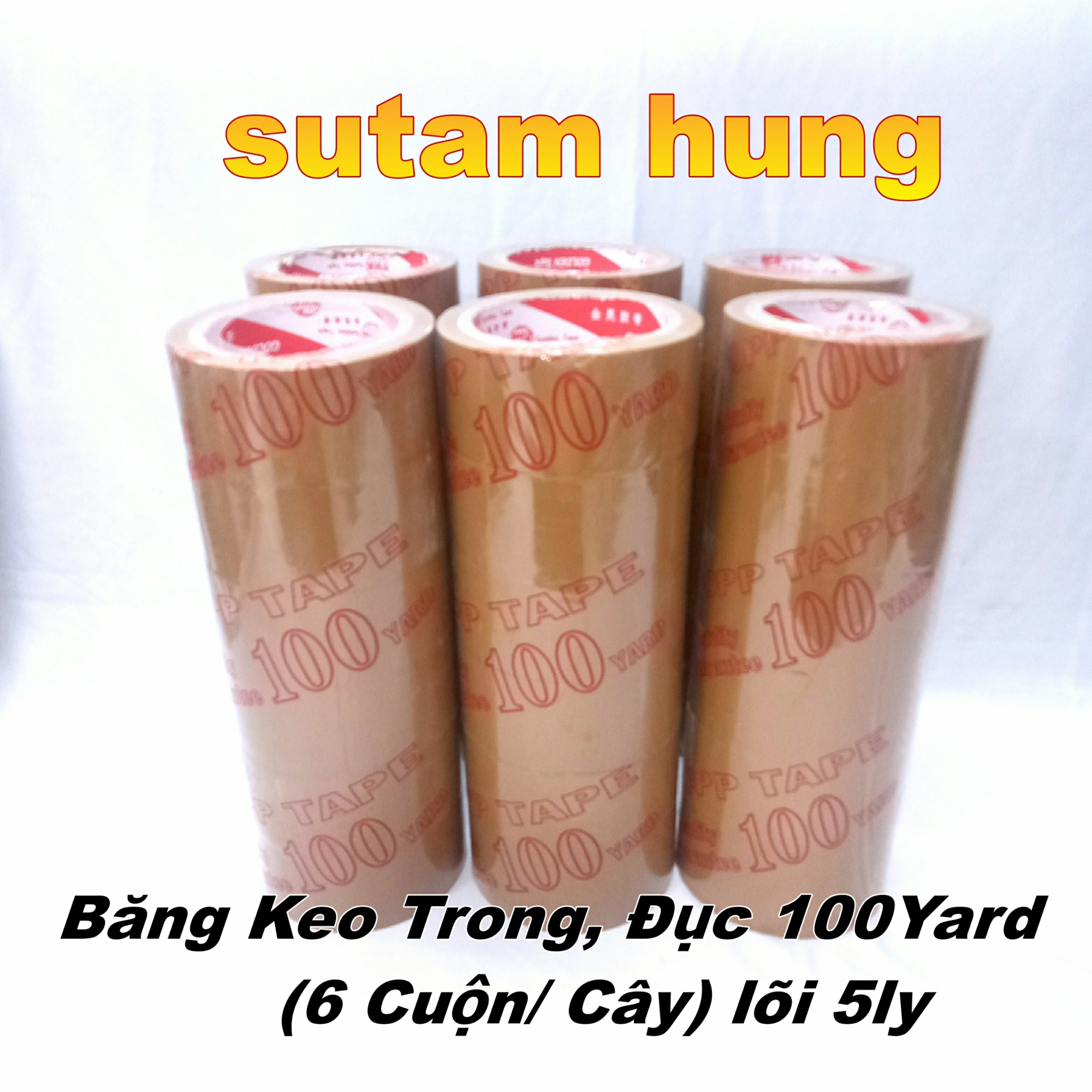 Băng Keo  Đục 100Ya (6 Cuộn/ Cây) 1kg  lõi mỏng sth