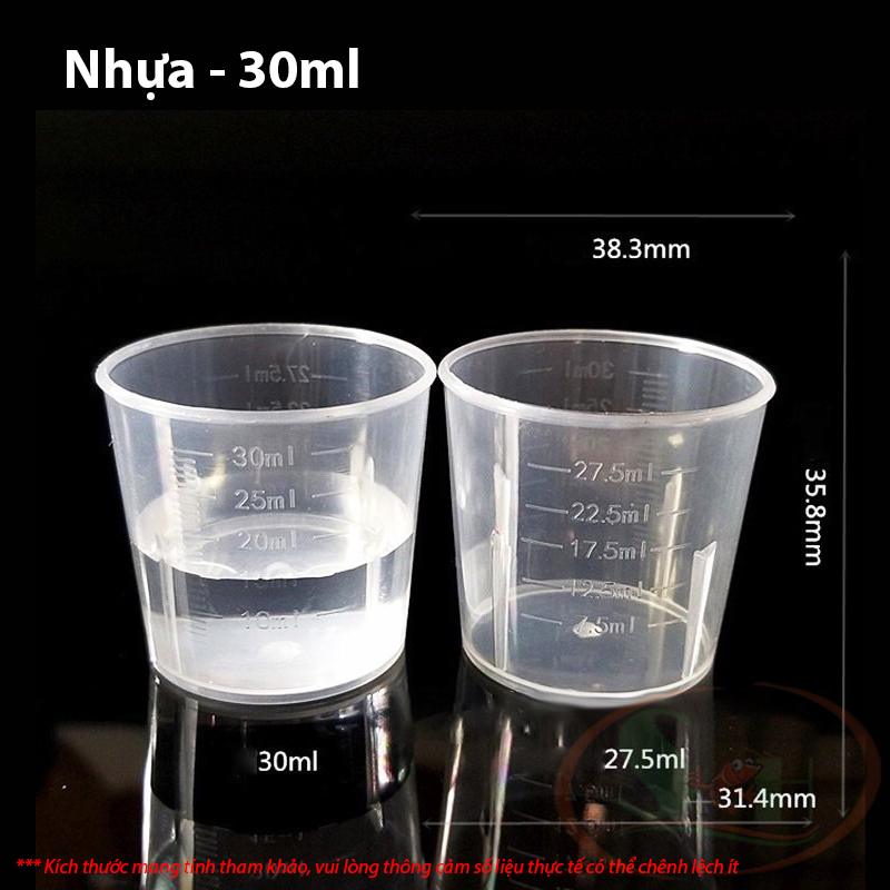 Cốc nhựa 30ml chia vạch đong dung tích chất lỏng dung dịch bể cá tép thủy sinh