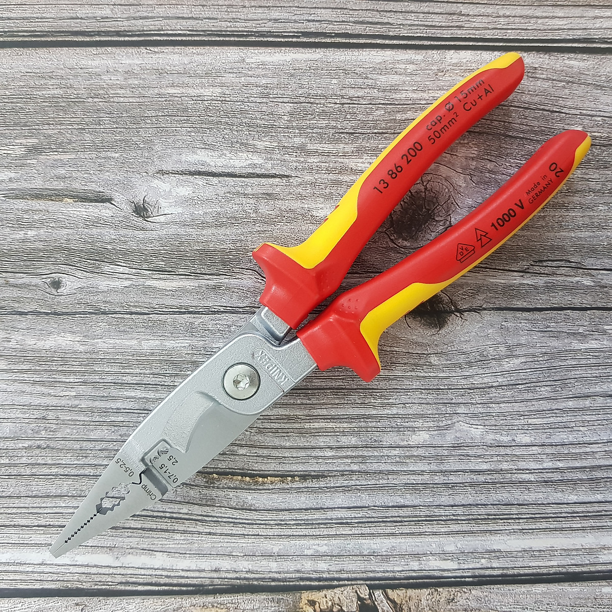 Kìm lắp điện đa năng 6 công dụng cách điện 1000 volt - knipex 13 86 200 - hàng chính hãng 100% từ đức