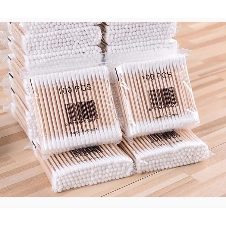 Bịch tăm bông 100 que thân gỗ -tkvt2