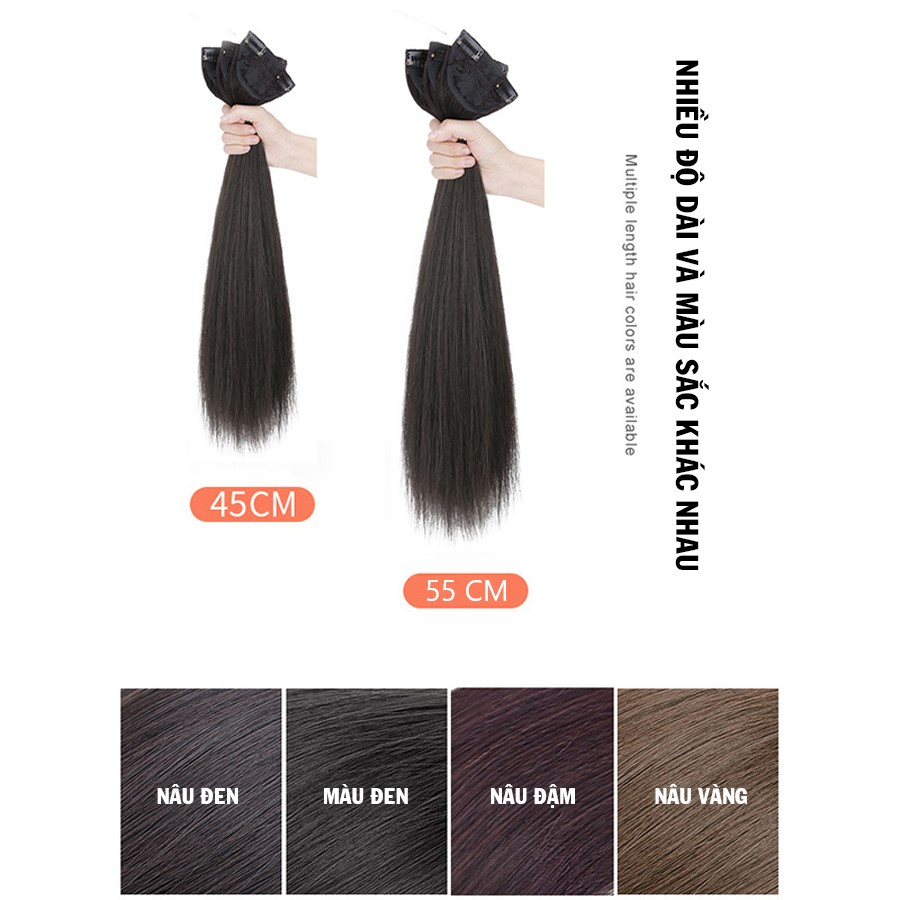 Tóc kẹp phồng dải 3 sét thẳng có độ dài 45cm và 55cm