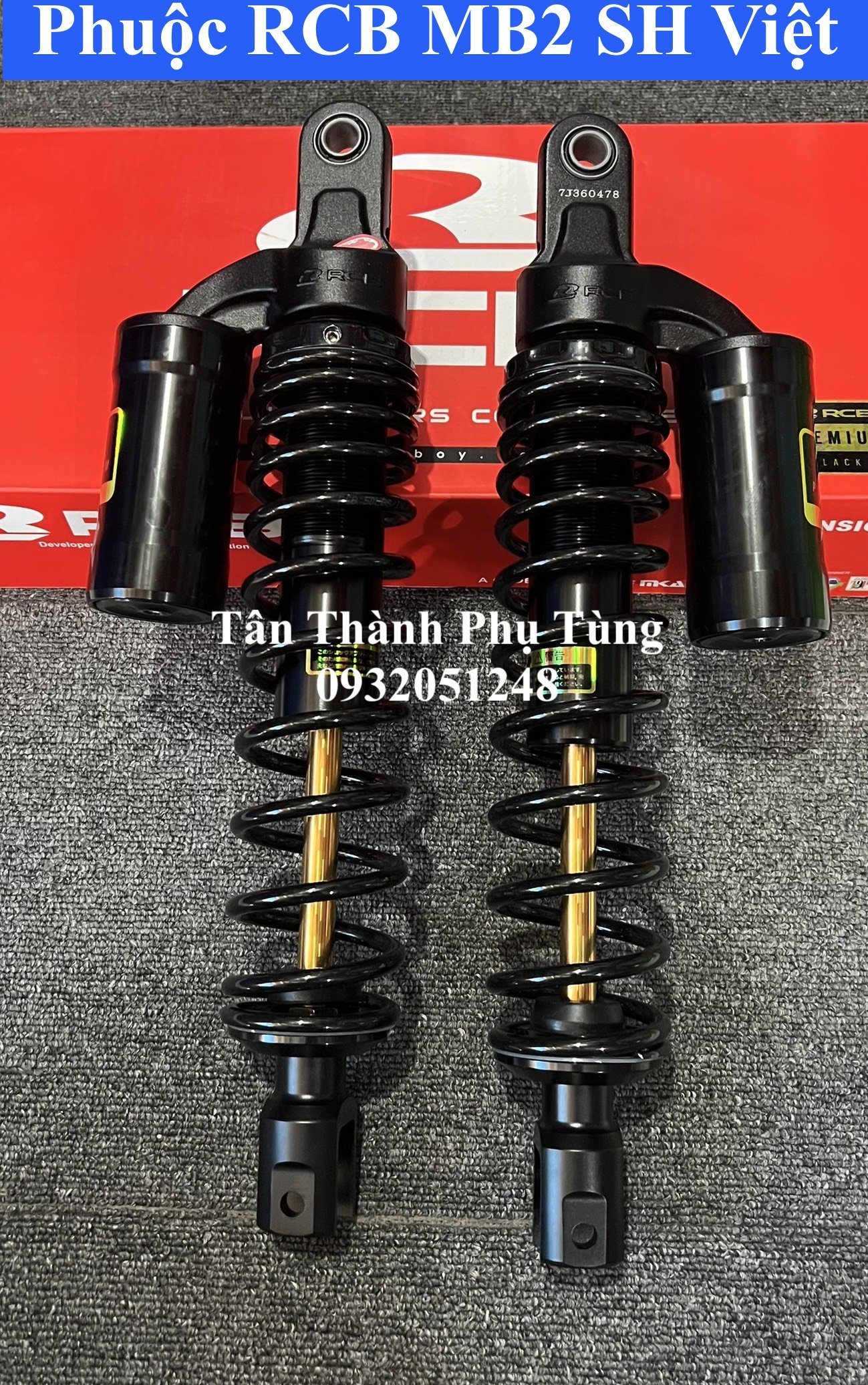 Phuộc rcb mb2 sh việt 380mm đen ty vàng chính hãng