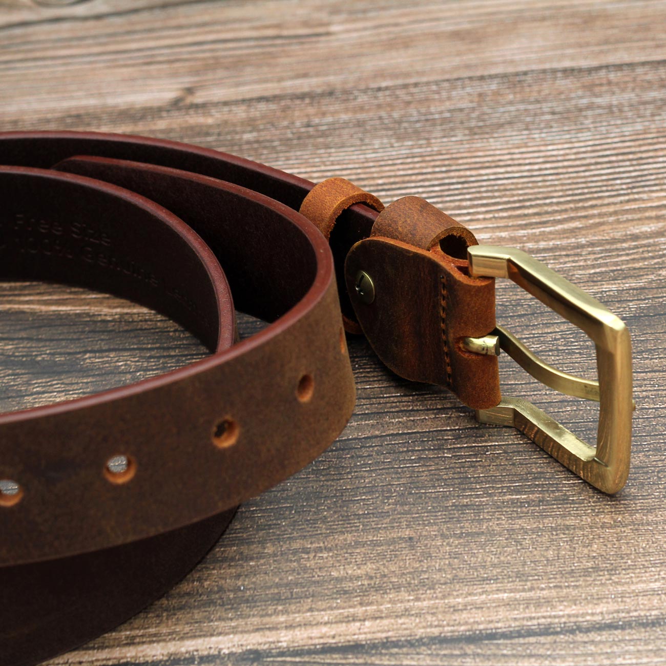 Thắt lưng da bò sáp khóa đồng AT Leather S4K-03