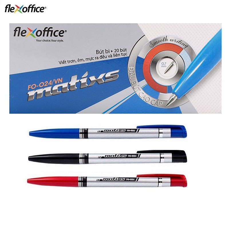 Combo 5 cây bút bi Flexoffice FO-024 ngòi 0.7mm