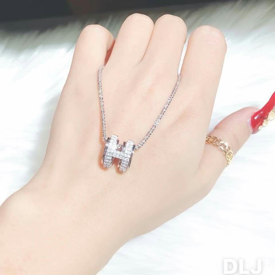 Dây chuyền bạc Ý cao cấp mặt chữ H.E.R.M.E.S