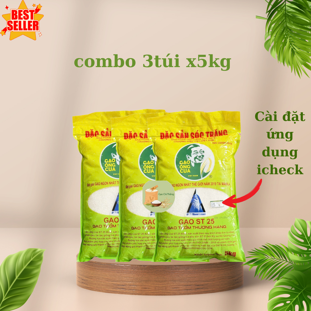 compo 15kg gạo st25 ông cua có tem check mã vạch