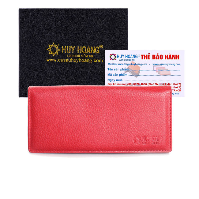 Ví nữ da bò  2 gấp màu đỏ HK3121