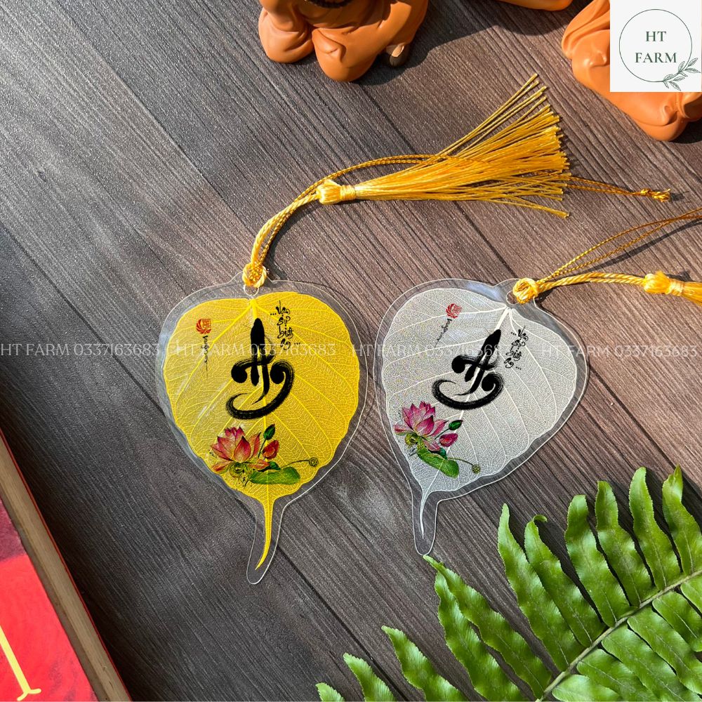 Lá Bồ Đề thư pháp - chữ An (Cầu Bình an – May mắn, Ốp điện thoại, Hàng loại 1)