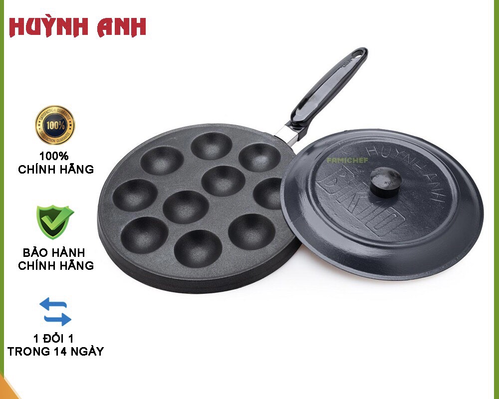 Khuôn bánh khọt quánh tay cầm chống dính 10 lổ Huỳnh Anh
