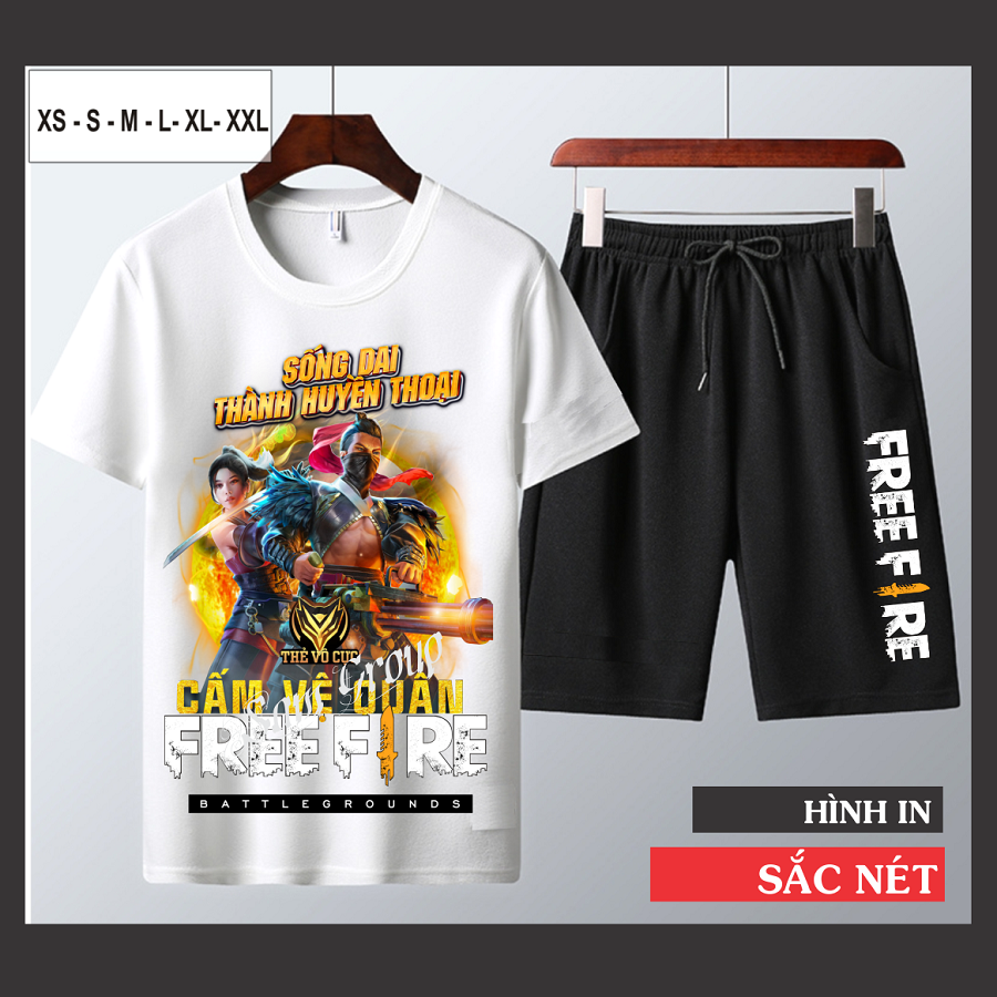 Bộ Quần Áo Thun Nam Ngắn Tay In Free Fire chất cực đẹp, giá rẻ siêu hot thẻ vô cực mùa 24