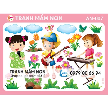 Decal mầm non - góc âm nhạc khổ lớn 127x80