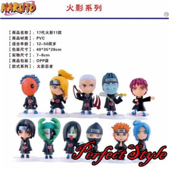 Mô Hình 11 nhân vật akatsuki - naruto chibi