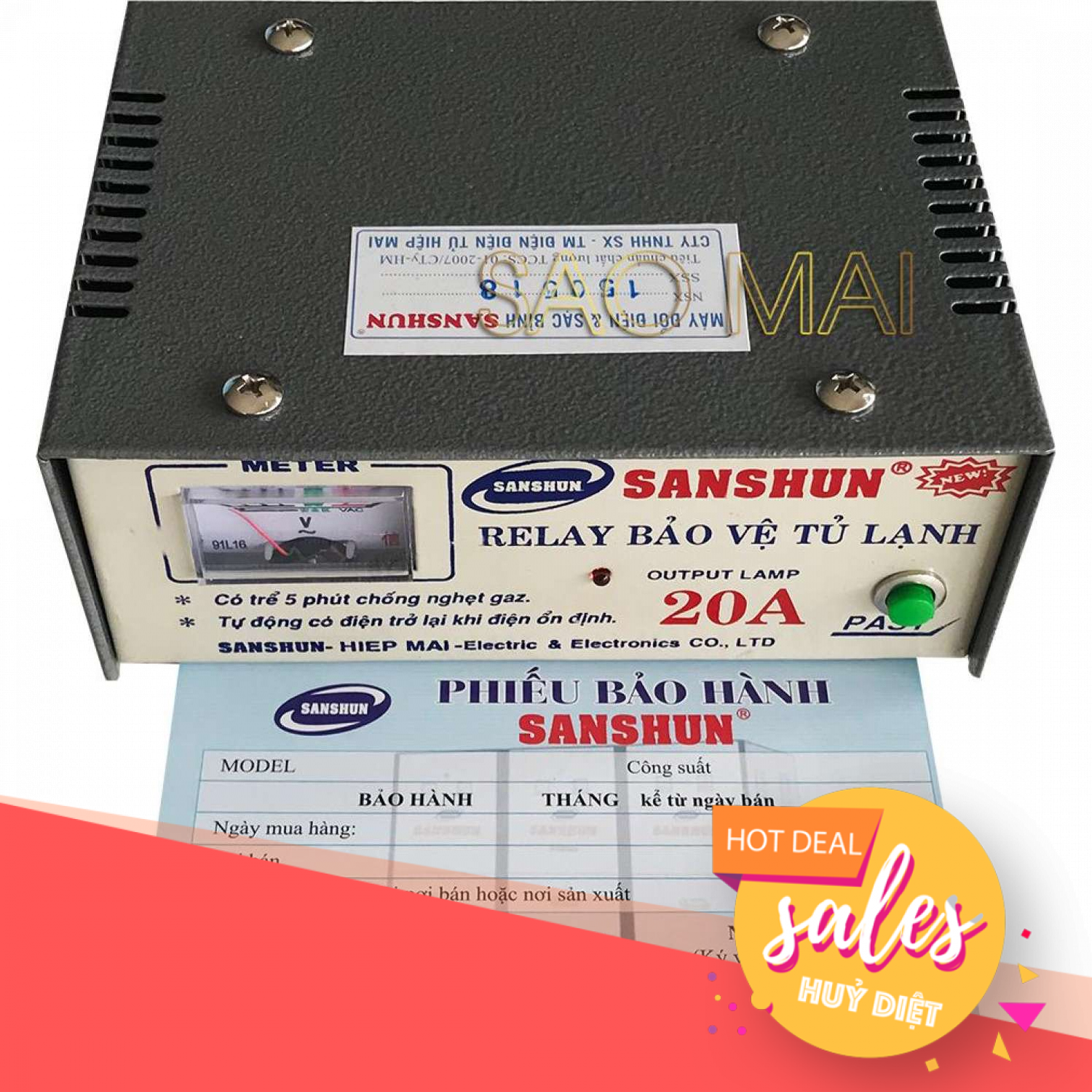 Relay (Ổn áp) bảo vệ tủ lạnh cao cấp SANSHUN 20A ( xám )