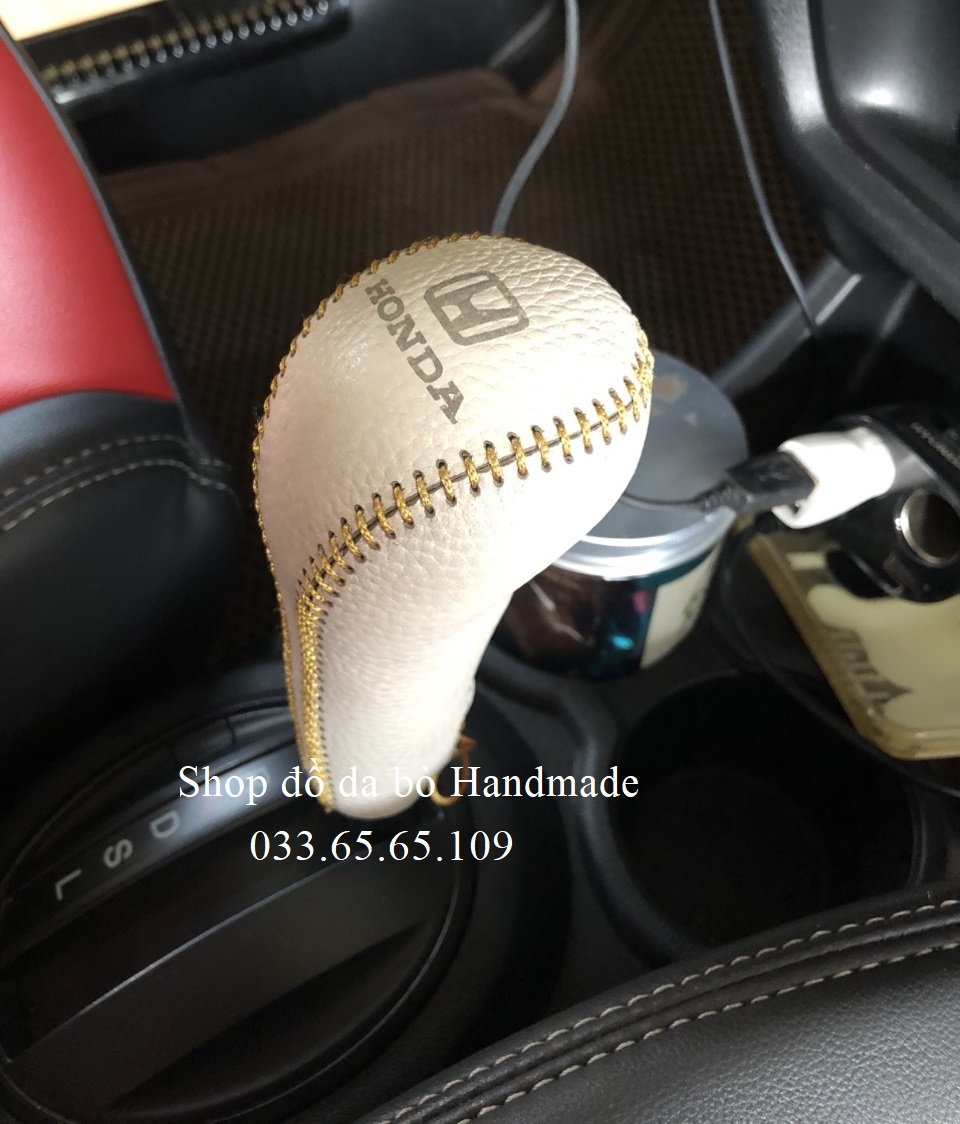 Bọc da cần số + phanh tay Honda Brio (AT) bằng da bò thật nhiều mầu sắc