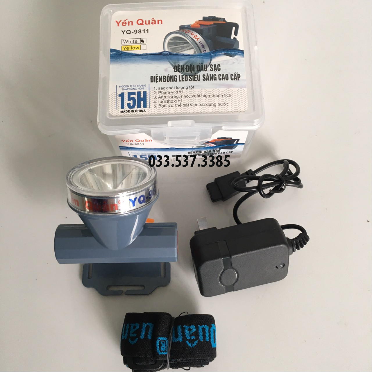 Đèn pin mini siêu sáng, đèn pin đeo đầu YQ 9811 công suất 35W