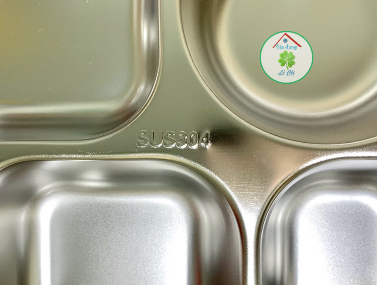 Khay cơm inox 5 ngăn sâu lớn SUS304 (33,5 x 23 x 4,3cm)